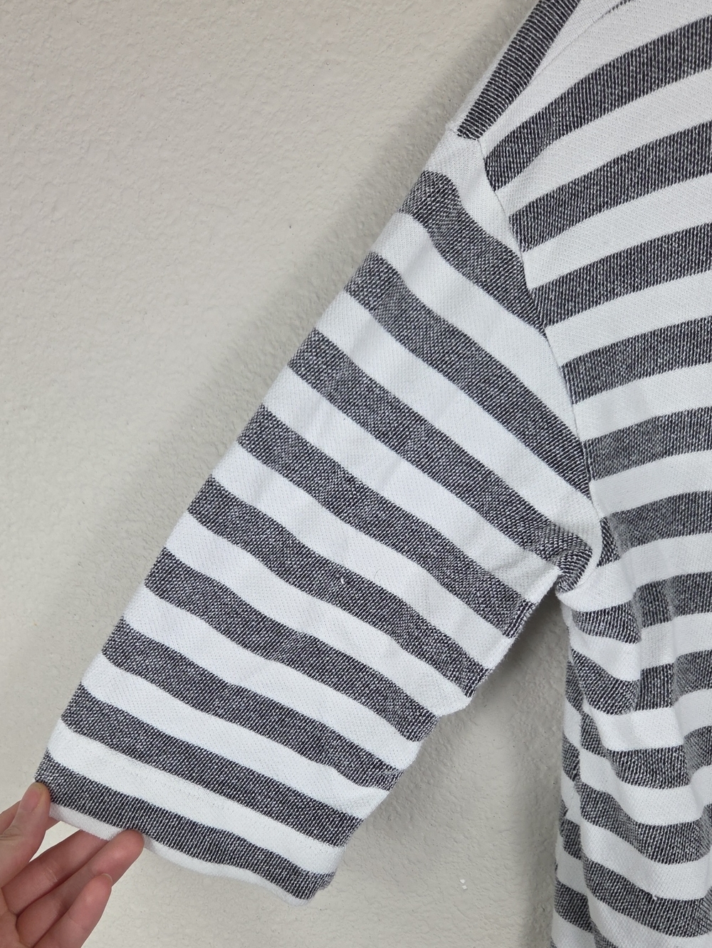 Anthropologie T.La Striped Top Women Small Black White Fair Mock Neck Tee - Picture 2 of 6